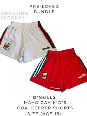 O'Neills Mayo GAA Kids Goalkeeper Shorts - White & Red